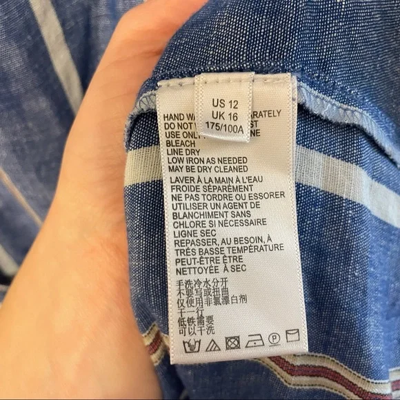 Pilcro by Anthropologie striped linen collared dress size 12 - Picture 10 of 16
